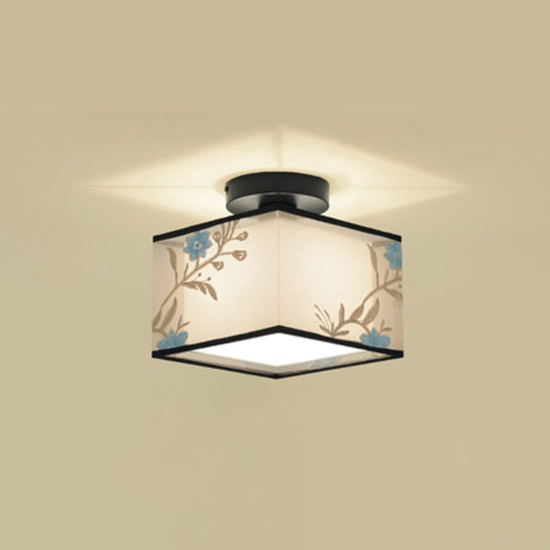 Plafonnier encastré en tissu chinois pour salon salle à manger bronze / noir