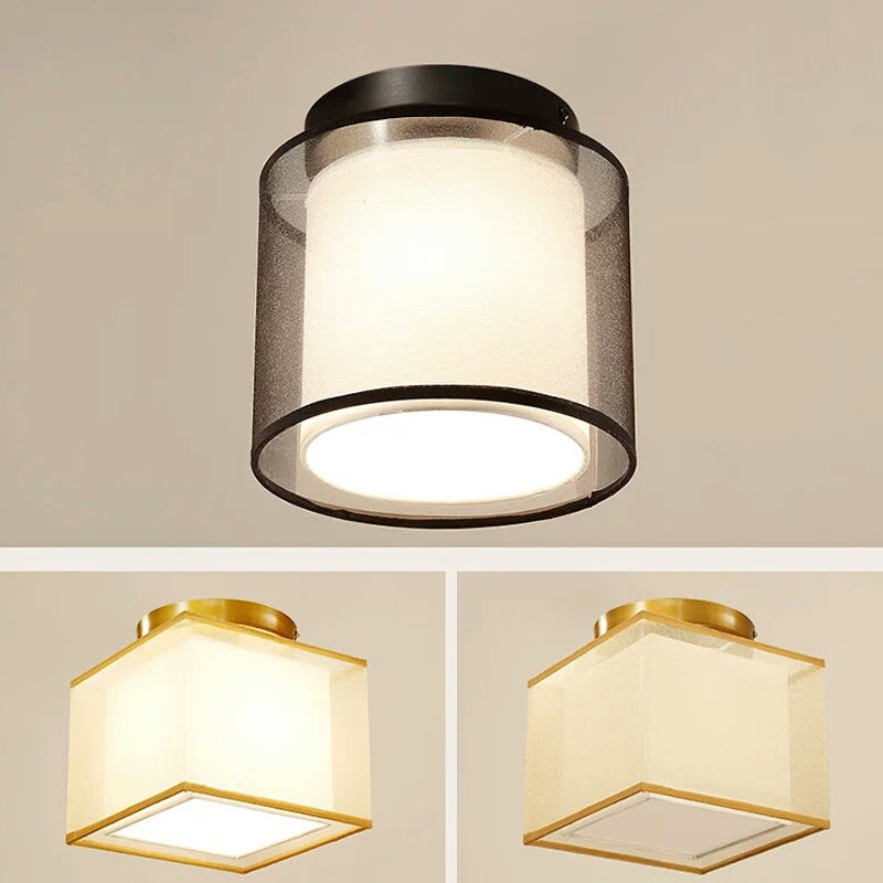 Plafonnier encastré en tissu chinois pour salon salle à manger bronze / noir