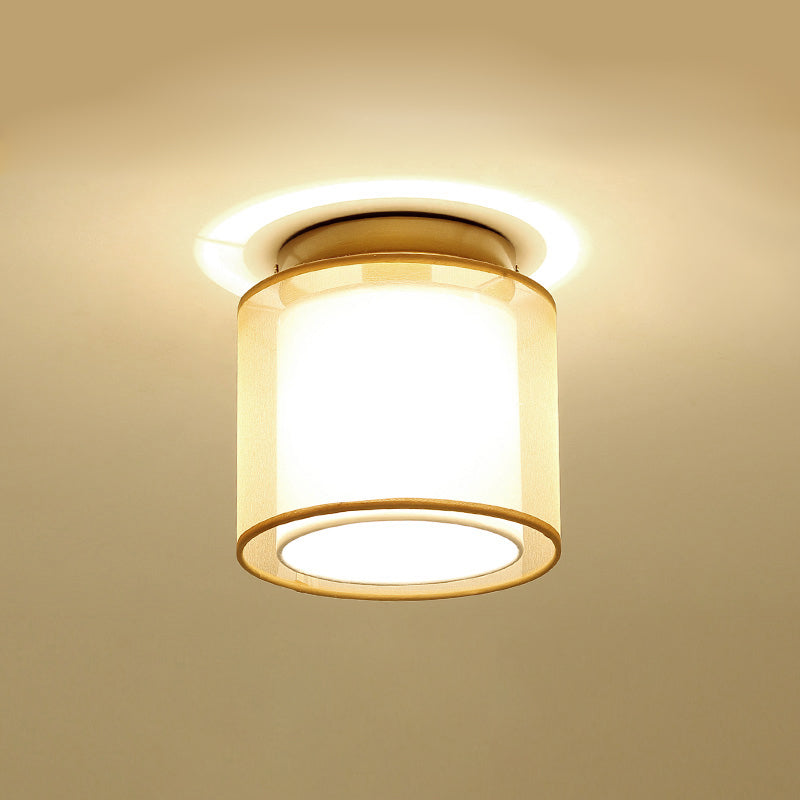 Plafonnier encastré en tissu chinois pour salon salle à manger bronze / noir