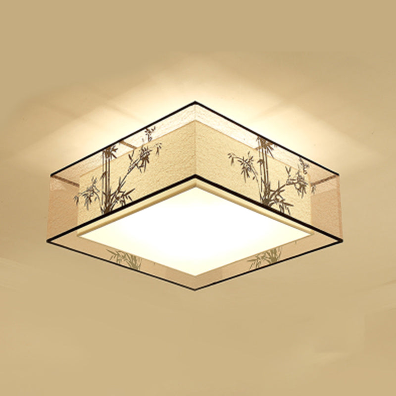 Plafonnier encastré beige en tissu de style chinois pour salon
