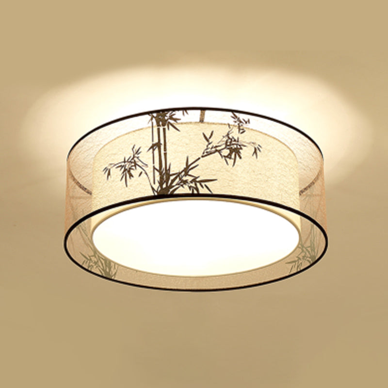Plafonnier encastré beige en tissu de style chinois pour salon