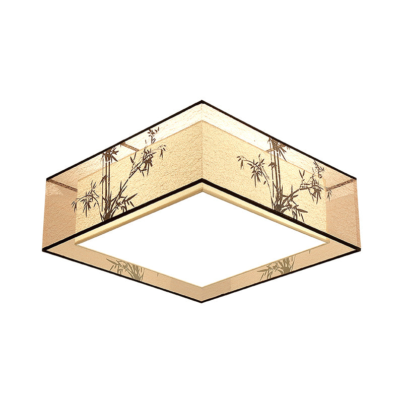 Plafonnier encastré beige en tissu de style chinois pour salon