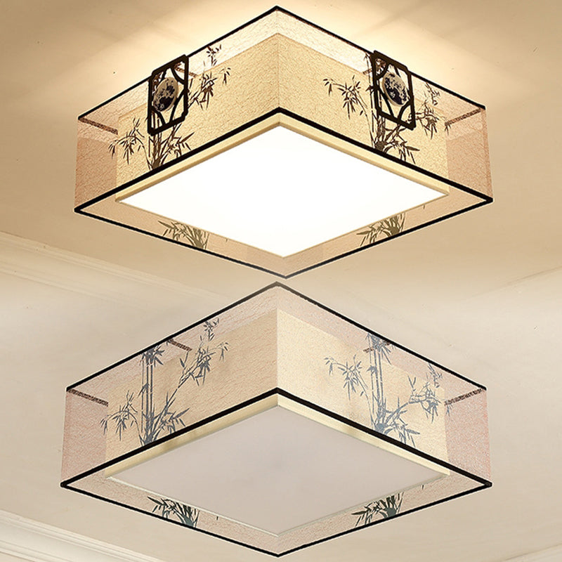 Plafonnier encastré beige en tissu de style chinois pour salon