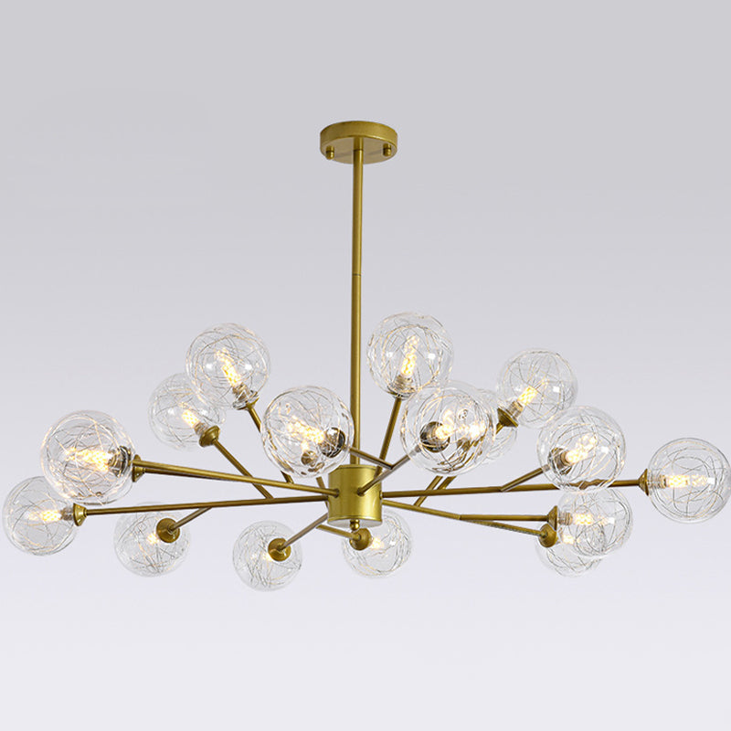 Fireflies Style Chandelier Lamp Globe Glass Shade Modern Style Metal Suspended Lamp