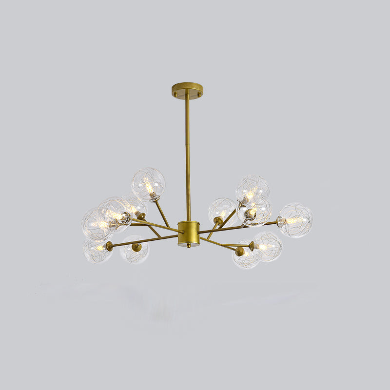 Fireflies Style Chandelier Lamp Globe Glass Shade Modern Style Metal Suspended Lamp