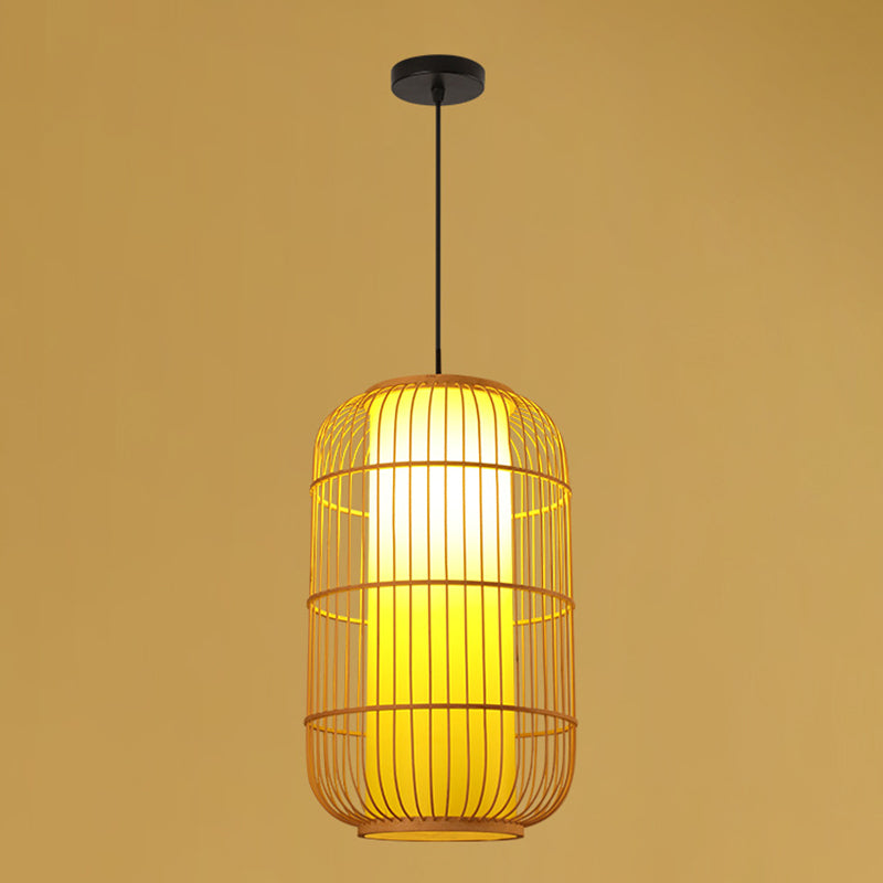 Chinese Elongated Pendant Lighting Fixtures Rattan Hanging Light with Hanging Cord for Restaurant