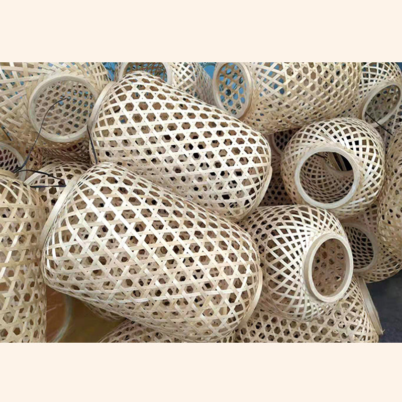 Chinese Elongated Pendant Lighting Fixtures Rattan Hanging Light with Hanging Cord for Restaurant