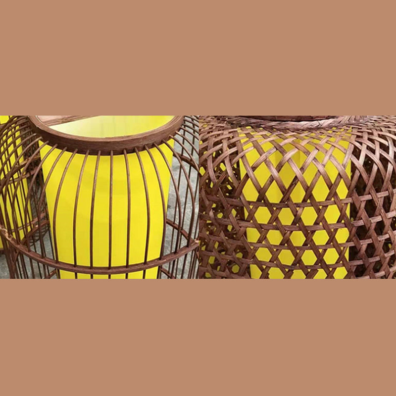 Chinese Elongated Pendant Lighting Fixtures Rattan Hanging Light with Hanging Cord for Restaurant