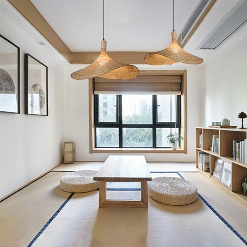 Chinesische Hutform anhängende Beleuchtungskörper Rattan hängen Licht für das Restaurant