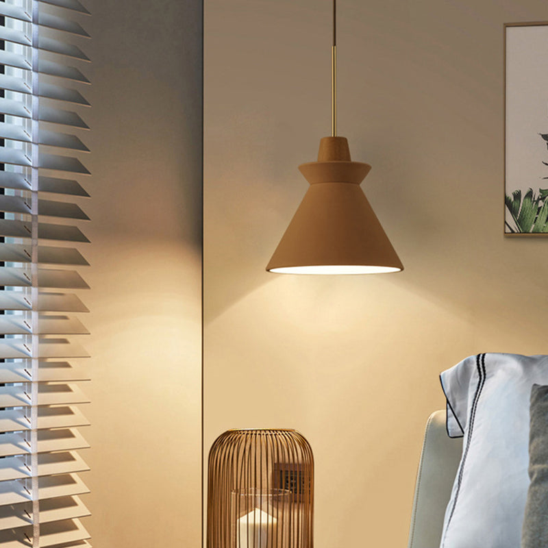 Cone Shaped Cement Hanging Ceiling Light Modern Style Hanging Light Kit for Bedroom