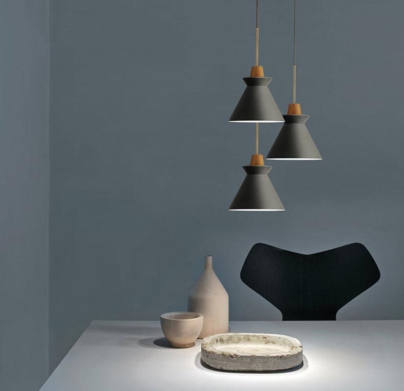 Cone Shaped Cement Hanging Ceiling Light Modern Style Hanging Light Kit for Bedroom