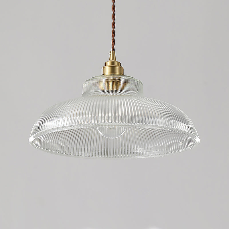 Industrial Single Light Pendant with Clear Prismatic Glass for Bedside Hallway Kitchen