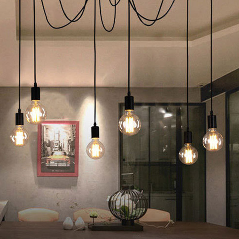 Luce a soffitto multiplo nero Light Industrial Metal Spider Swag Swag Light for Bar