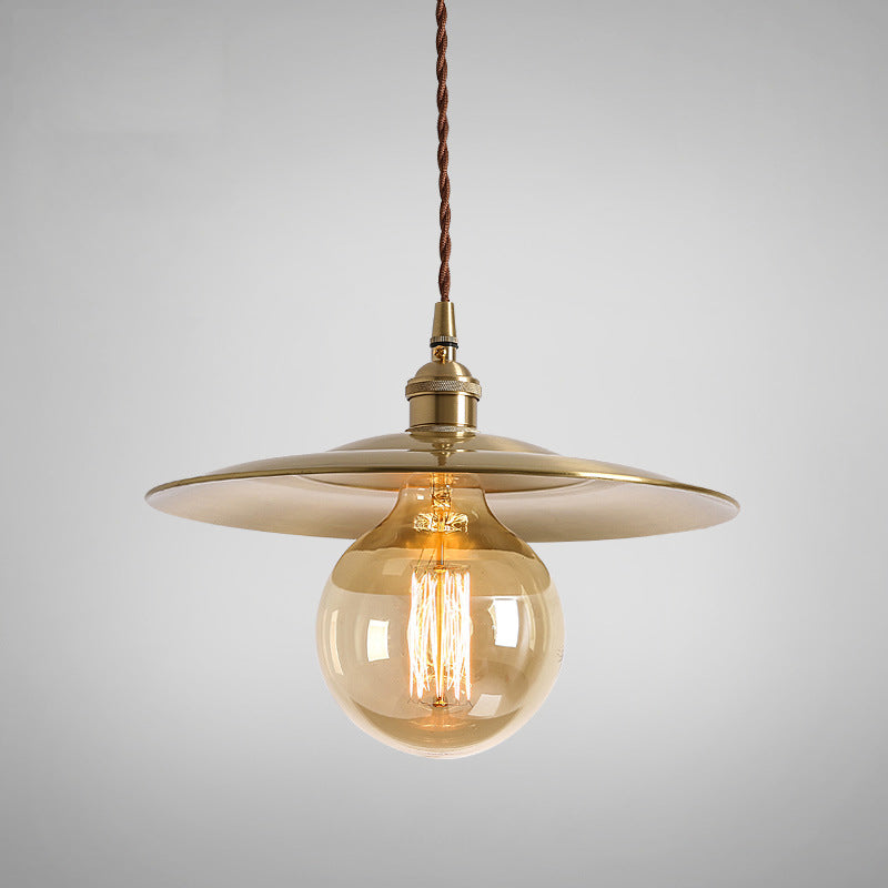 11.5" Wide 1 Light Pendant Lighting Industrial Saucer Hanging Lamp in Brass for Bedroom