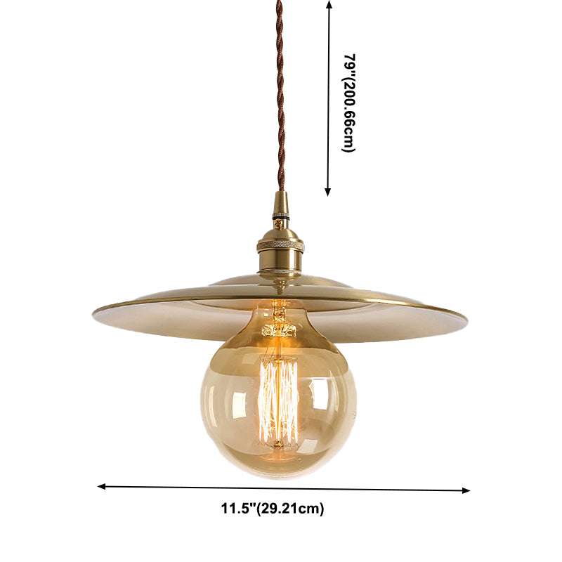 11.5" Wide 1 Light Pendant Lighting Industrial Saucer Hanging Lamp in Brass for Bedroom