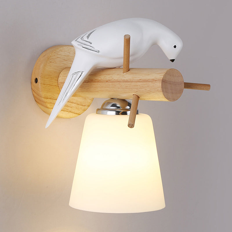 Lámpara montada en la pared de cono simplicidad posmoderna apliques de pared de madera para sala de estar