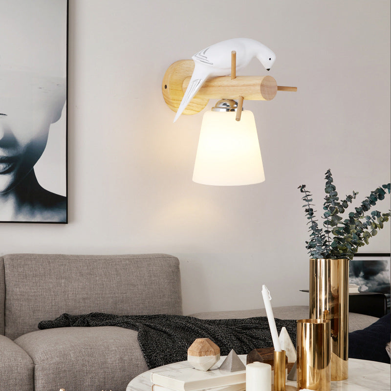 Lámpara montada en la pared de cono simplicidad posmoderna apliques de pared de madera para sala de estar