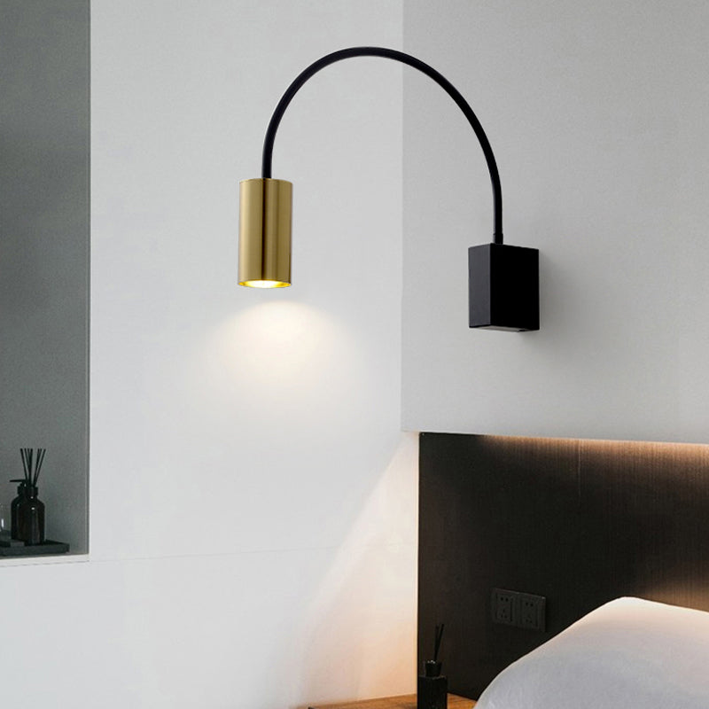Postmodern 1 Bulb Wall Lamp Flexible Arm Curved Reading Light with Metal Shade