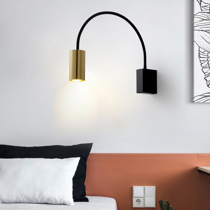 Postmodern 1 Lámpara de pared de la bulbo Luz de lectura curva de brazo flexible con sombra de metal
