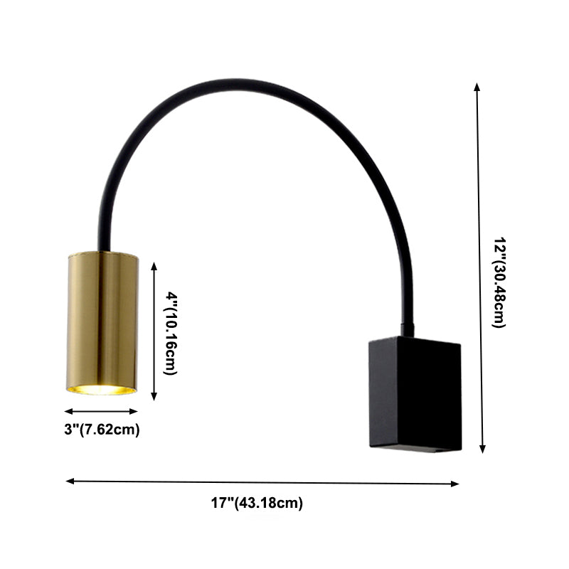 Postmodern 1 Bulb Wall Lamp Flexible Arm Curved Reading Light with Metal Shade
