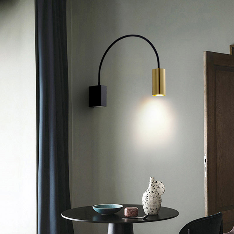 Postmodern 1 Bulb Wall Lamp Flexible Arm Curved Reading Light with Metal Shade