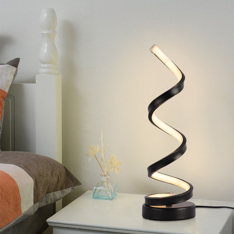 Spiral Night Table Light Contemporary Style Metal LED Table Light for Bedroom