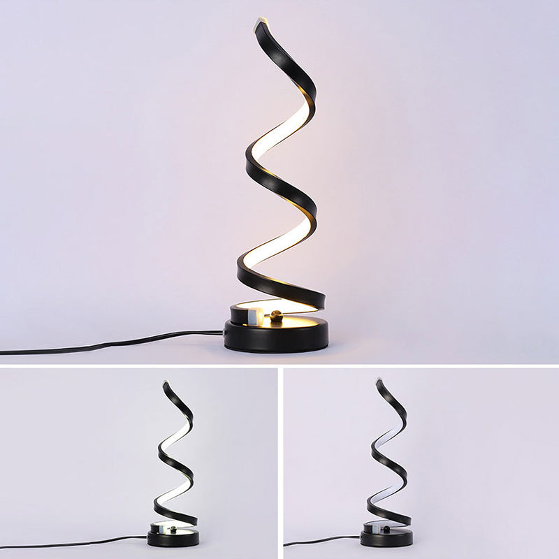 Spiral Night Table Light Contemporary Style Metal LED Table Light for Bedroom