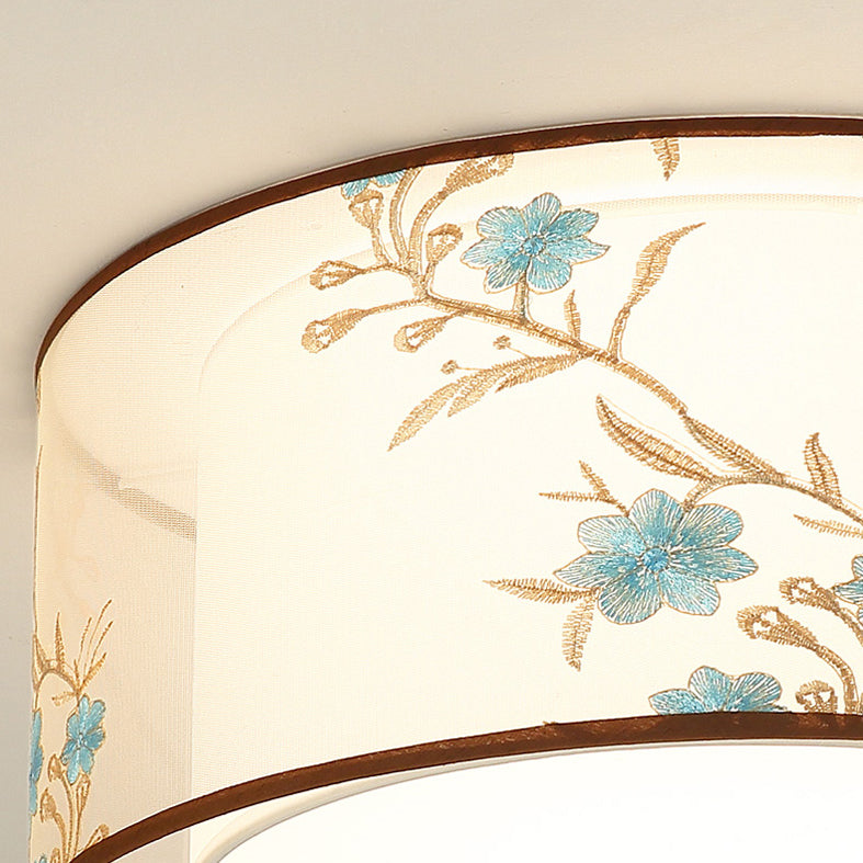 Luminaire monté au plafond géométrique pour chambre à coucher, luminaire encastré blanc en tissu Simple