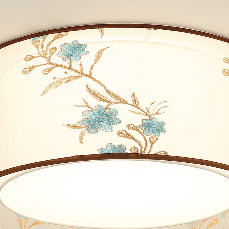 Luminaire monté au plafond géométrique pour chambre à coucher, luminaire encastré blanc en tissu Simple