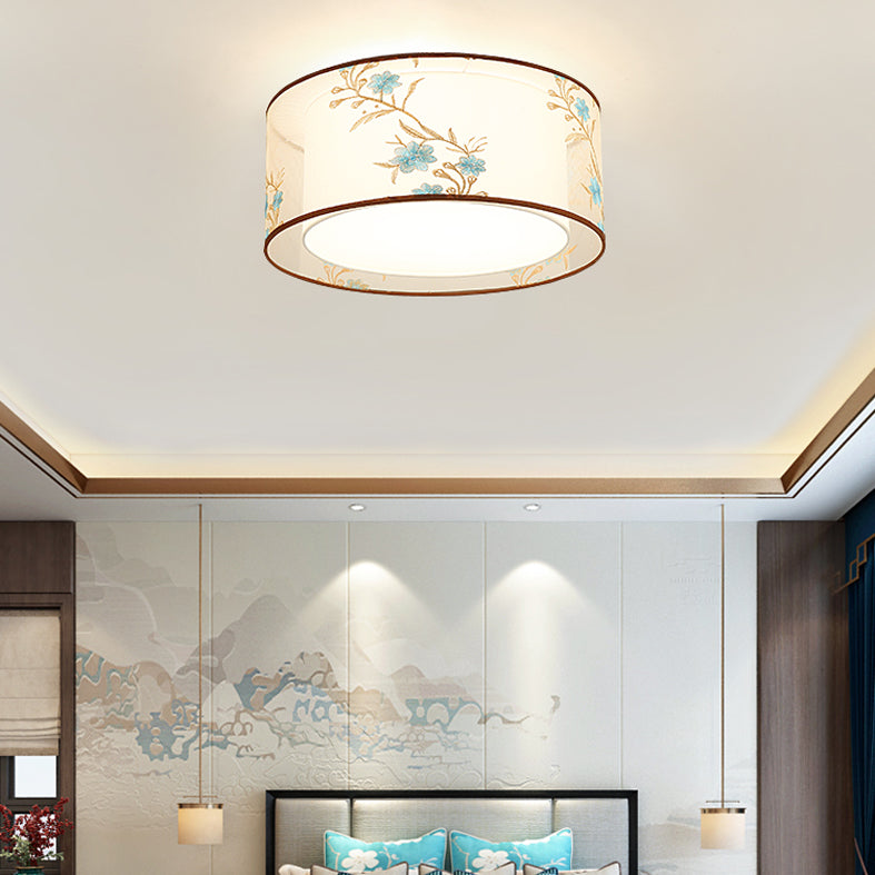 Luminaire monté au plafond géométrique pour chambre à coucher, luminaire encastré blanc en tissu Simple