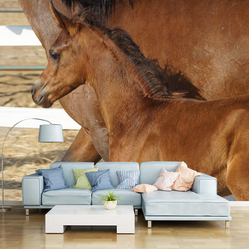 Horse Mural Contemporary Mildew Resistant Wall Covering for Living Room