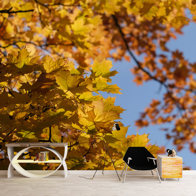 Nature Tree Leaf Mural Modern Living Room Wall Covering, Mildew Resistant