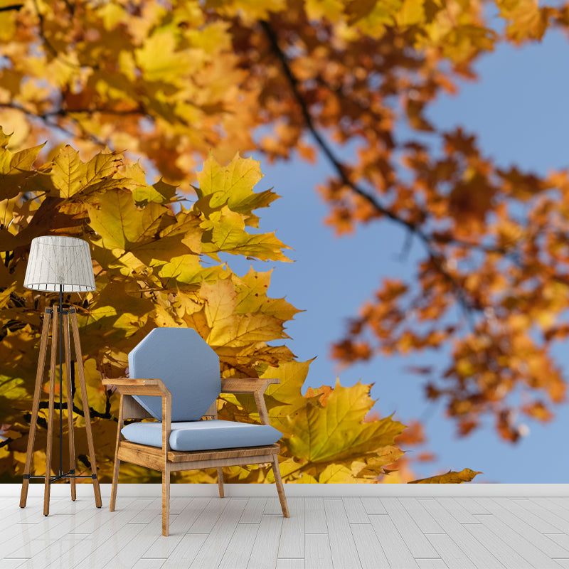 Nature Tree Leaf Mural Modern Living Room Wall Covering, Mildew Resistant