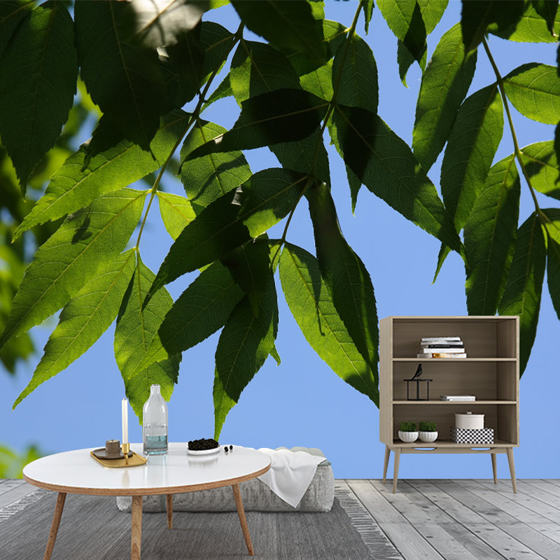 Nature Tree Leaf Mural Modern Living Room Wall Covering, Mildew Resistant