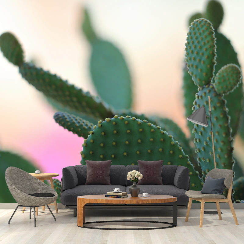 Green Cactus Wall Mural Decal Modern Living Room Wall Decor, Waterproof