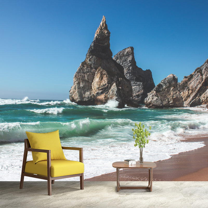 Tropical Beach Mural Decal Modern Wall Decor for Living Room, Moisture Resistant