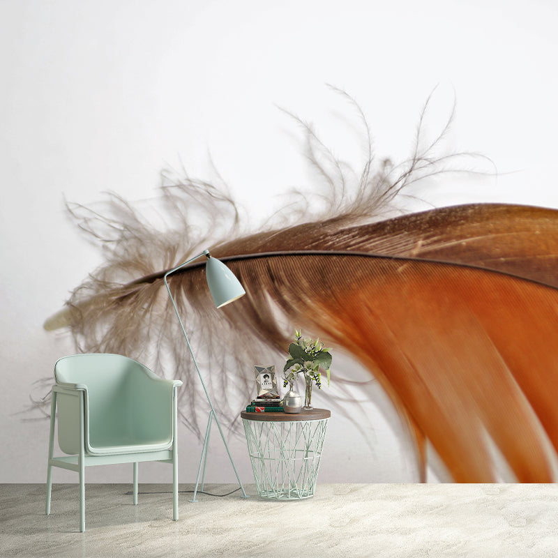 Light Color Feather Wall Mural for Bedroom Stain Resistant, Customized Size