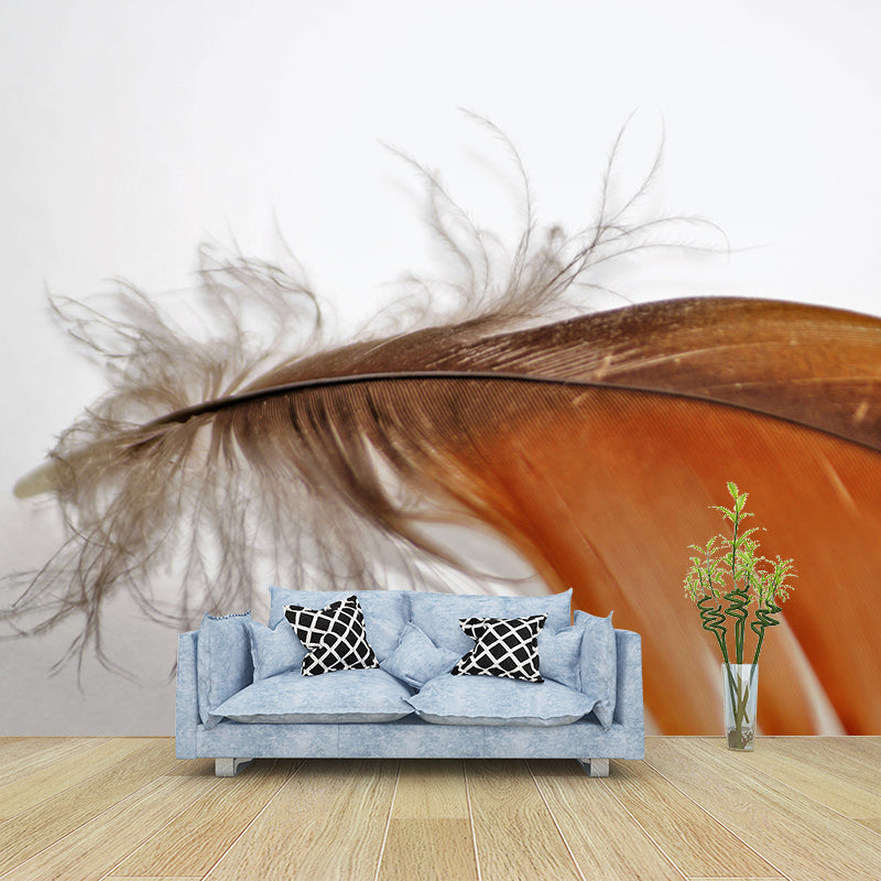 Light Color Feather Wall Mural for Bedroom Stain Resistant, Customized Size