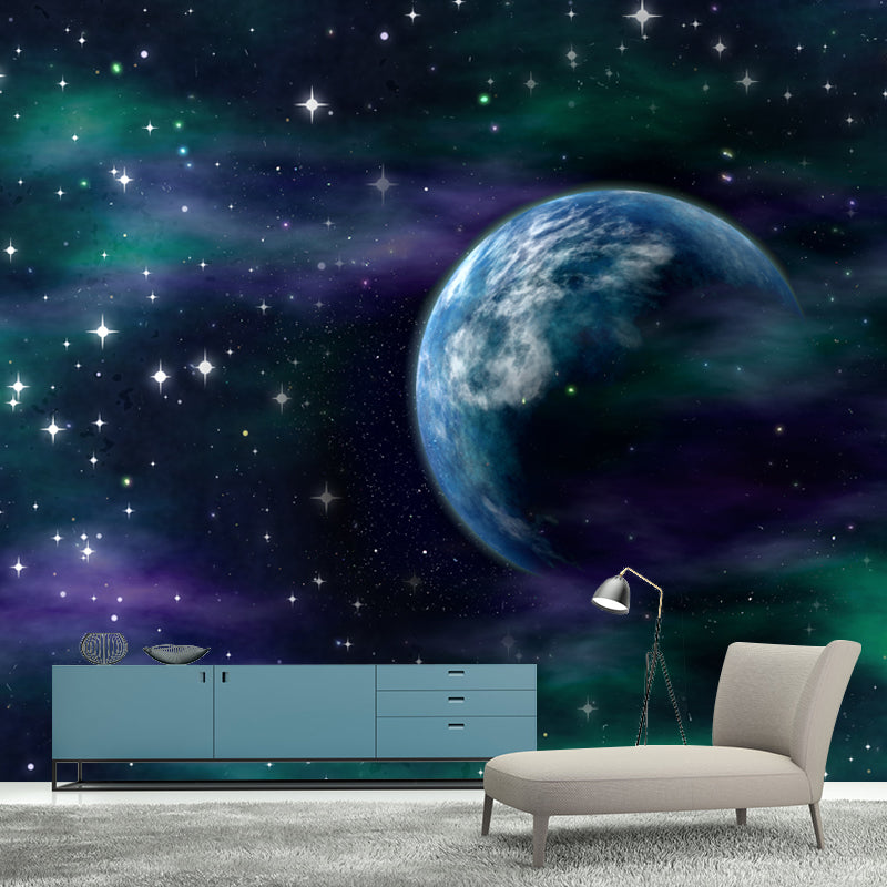 Stars Wall Mural Decal Modern Dreamy Universe Wall Decor for Reading Room