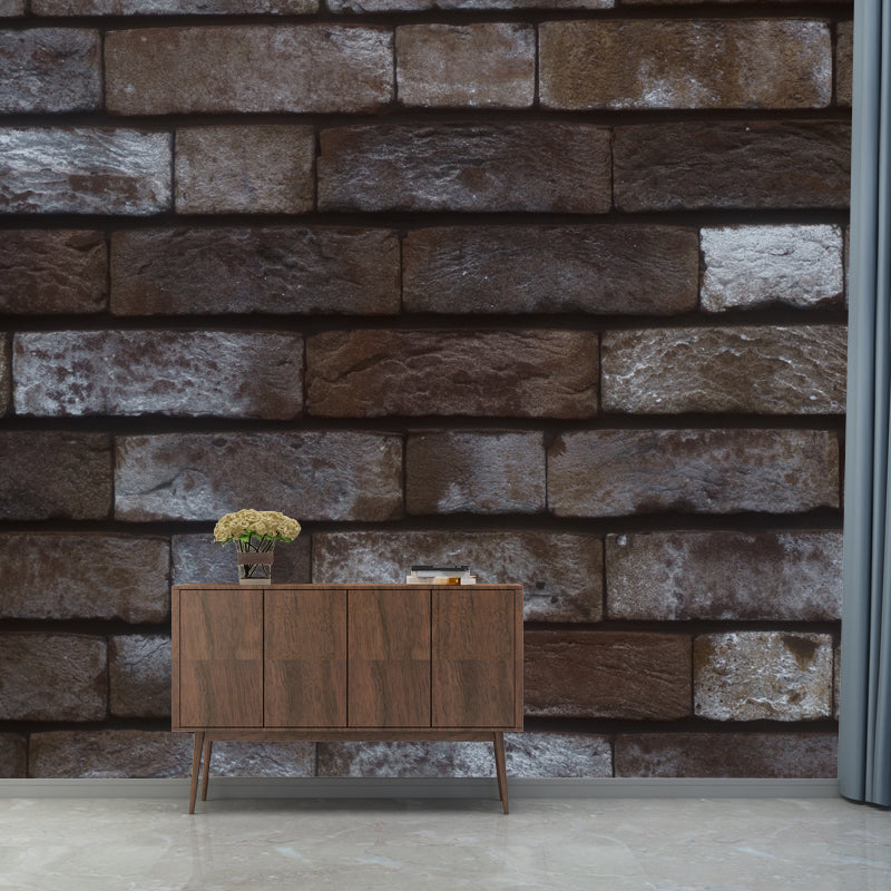 Dark Brick Background Removable Wall Mural for Sitting Room, Moisture Resistant