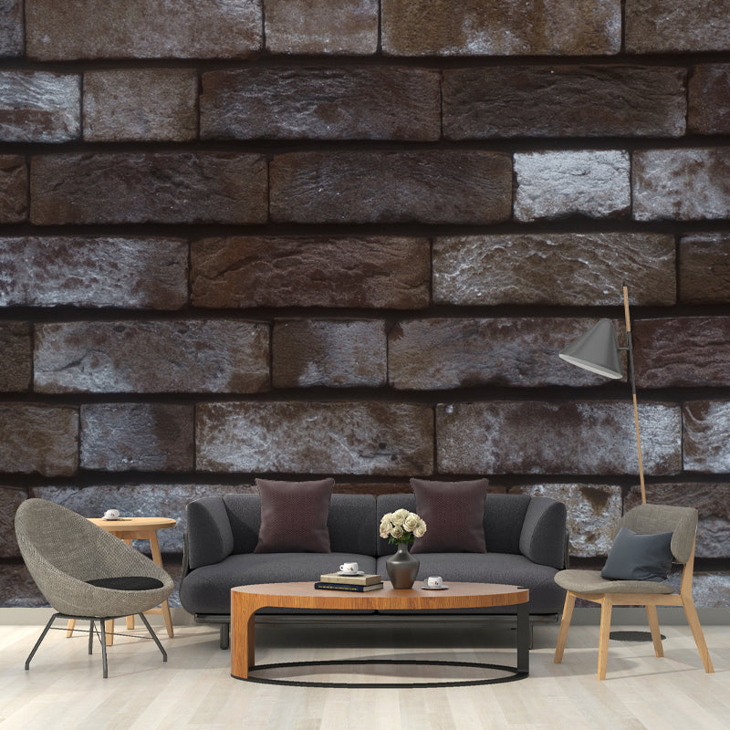 Dark Brick Background Removable Wall Mural for Sitting Room, Moisture Resistant