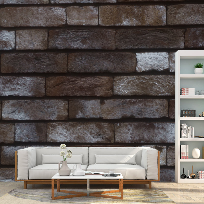 Dark Brick Background Removable Wall Mural for Sitting Room, Moisture Resistant