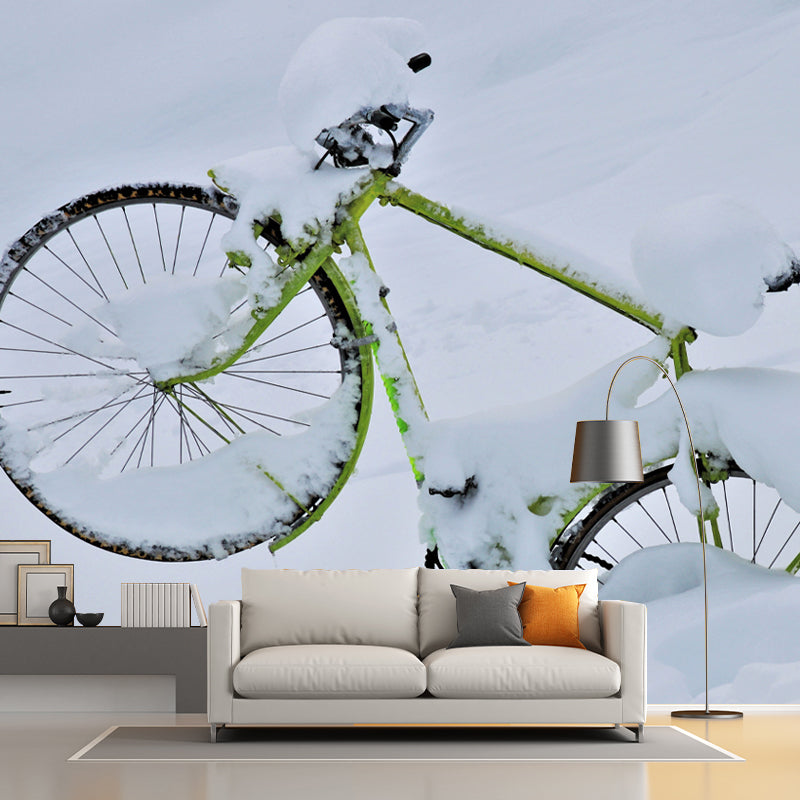 Bike Mural Decal Customized Contemporary Transportation Wall Covering for Living Room