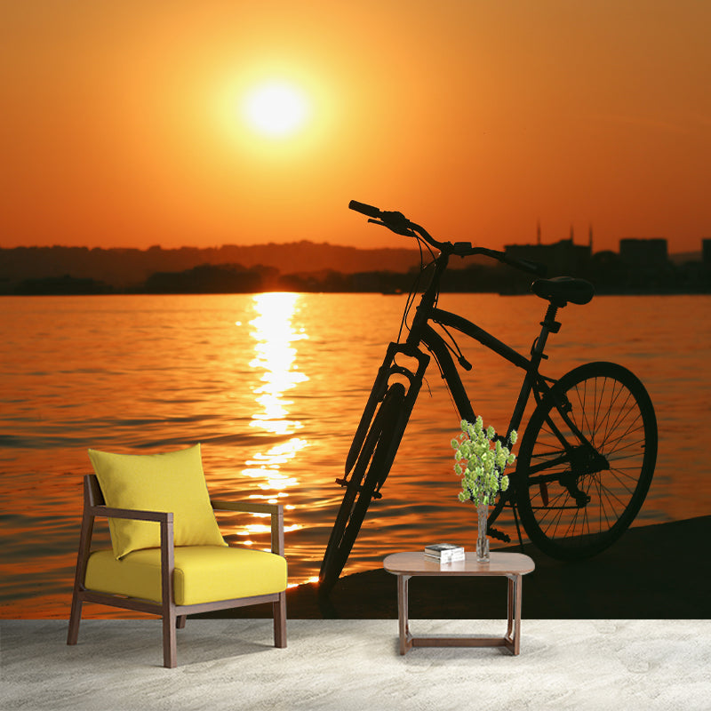 Bike Mural Decal Customized Contemporary Transportation Wall Covering for Living Room