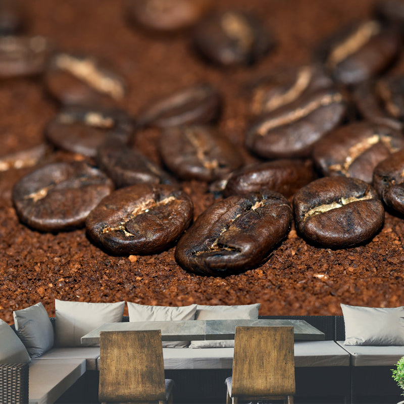 Contemporary Coffee Shop Wall Covering Coffee Beans Mural Decal, Waterproofing