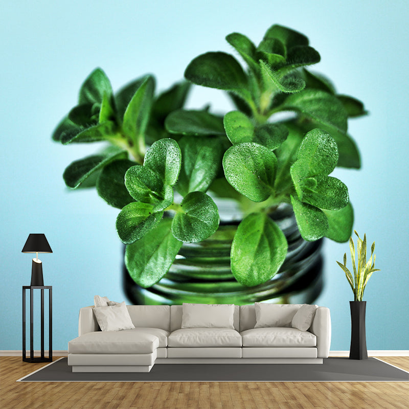 Green Mint Wall Covering for Living Room Moisture Resistant, Made to Measure