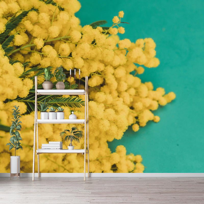 Yellow Mimosa Wall Covering Stain Resistant Living Room Simple Wall Decor