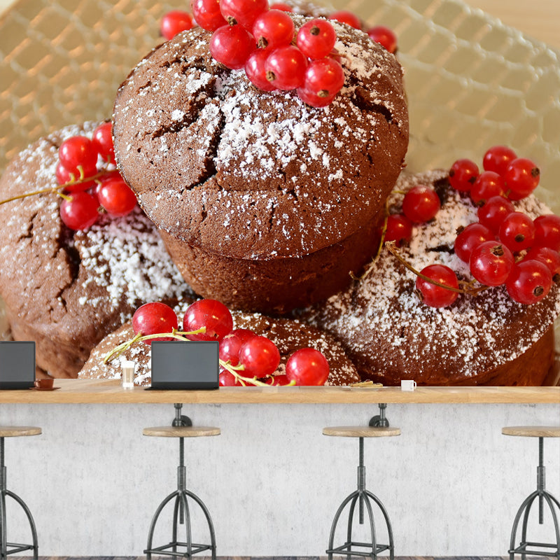 Chocolate Cake Mural Wallpaper Dessert Shop Decorative, Custom Size Available