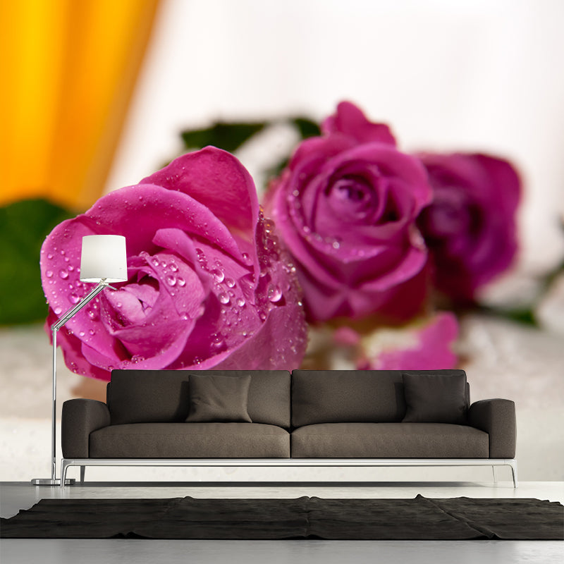 Sitting Room Wall Covering Moisture-Resistant Flower Mural, Made to Measure