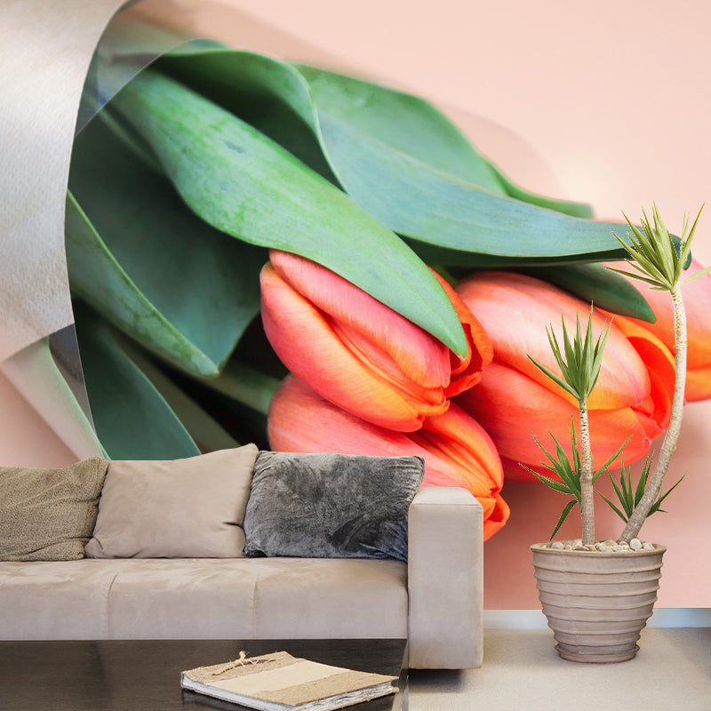 Sitting Room Wall Covering Moisture-Resistant Flower Mural, Made to Measure